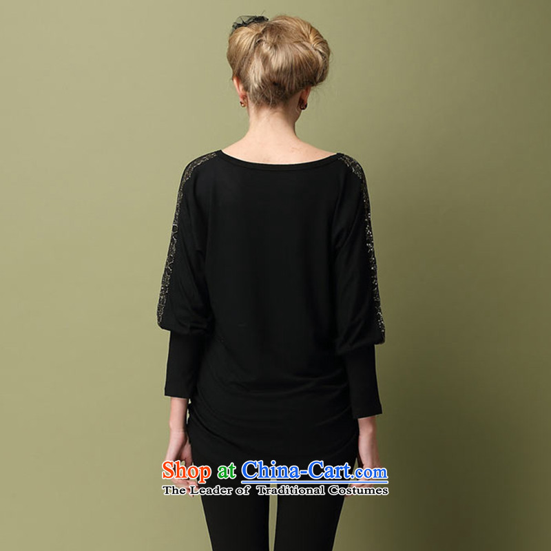 The Ni Dream Spring 2015 new products to Europe and the high end of the XL women forming the Netherlands thick mm lace stitching stamp long-sleeved T-shirt , black XXL, B0279 female Connie Dream , , , shopping on the Internet