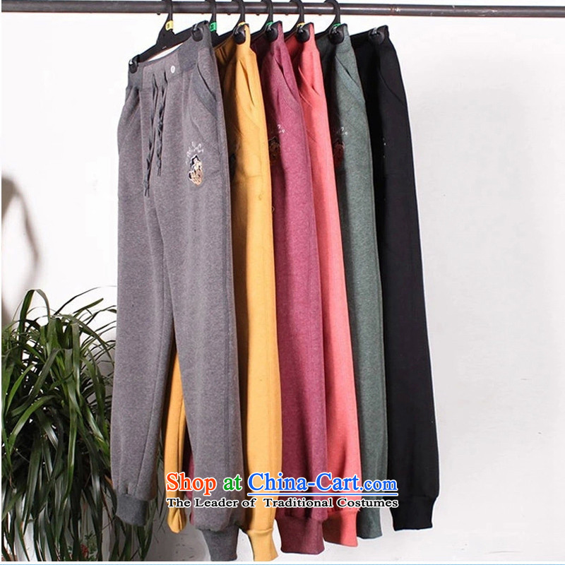 Large 2015 Fall/Winter Collections 200 catties plus lint-free sport trousers Girls High waist students thick sister ladies pants woolen pants leisure long pants loose thick thick mm dark gray trousers 4XL(190-230 TV catty ),HAPPY HUT,,, shopping on the Internet