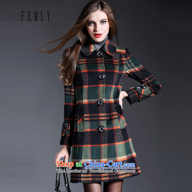  The Law of Cayman Lin 2015 FEMLY autumn and winter load new a wool coat children in long hair? jacket Sau San 5224 Green M law Cayman Lin , , , shopping on the Internet