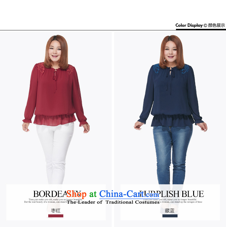 Msshe xl women 2015 new fall thick sister nation wind load billowy flounces chiffon Netherlands 2636 long-sleeved blue  5XL picture, prices, brand platters! The elections are supplied in the national character of distribution, so action, buy now enjoy more preferential! As soon as possible.