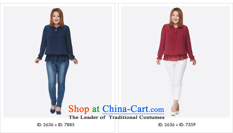 Msshe xl women 2015 new fall thick sister nation wind load billowy flounces chiffon Netherlands 2636 long-sleeved blue  5XL picture, prices, brand platters! The elections are supplied in the national character of distribution, so action, buy now enjoy more preferential! As soon as possible.