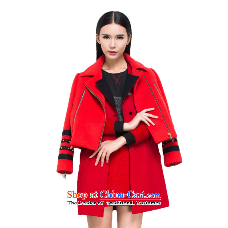 Of the 2015 Winter New Lai wool handsome short of Korean version?? coats jacket red S