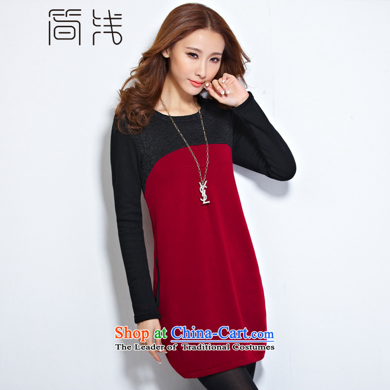 In short light autumn 2015 new women's larger women forming the Netherlands women the lint-free thick girls' Graphics thin, long, thick lace Netherlands 1178 wine red XXL