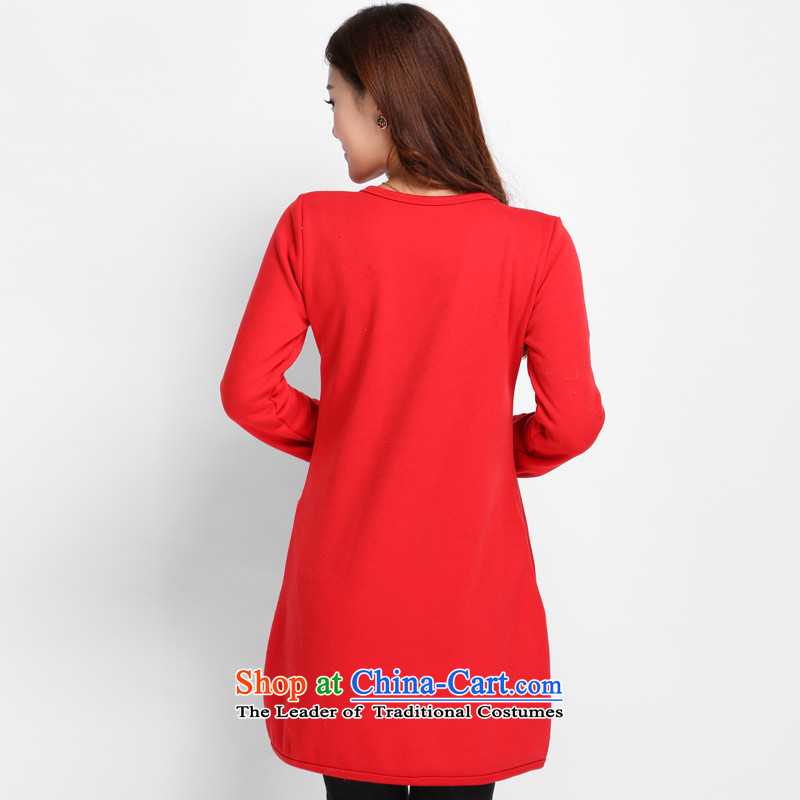 Luo Shani flower code women winter clothing to wear the xl 200 catties video thin shirt thick plus lint-free thick mm long-sleeved T-shirt 8001 Red 4XL, Shani Flower (D'oro) sogni shopping on the Internet has been pressed.