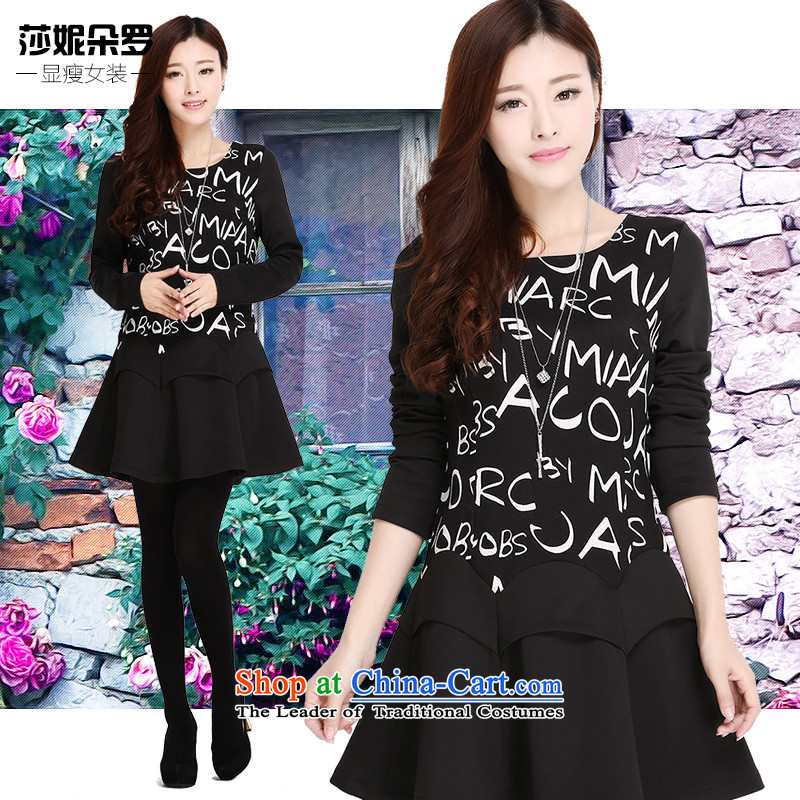 Luo Shani flower code women to increase the number of winter clothing thick Korean version of SISTER, Hin thin, Fat Fat mm autumn replacing dresses 3304 A swing dresses?2XL_ recommendations 120-140 catty wear_
