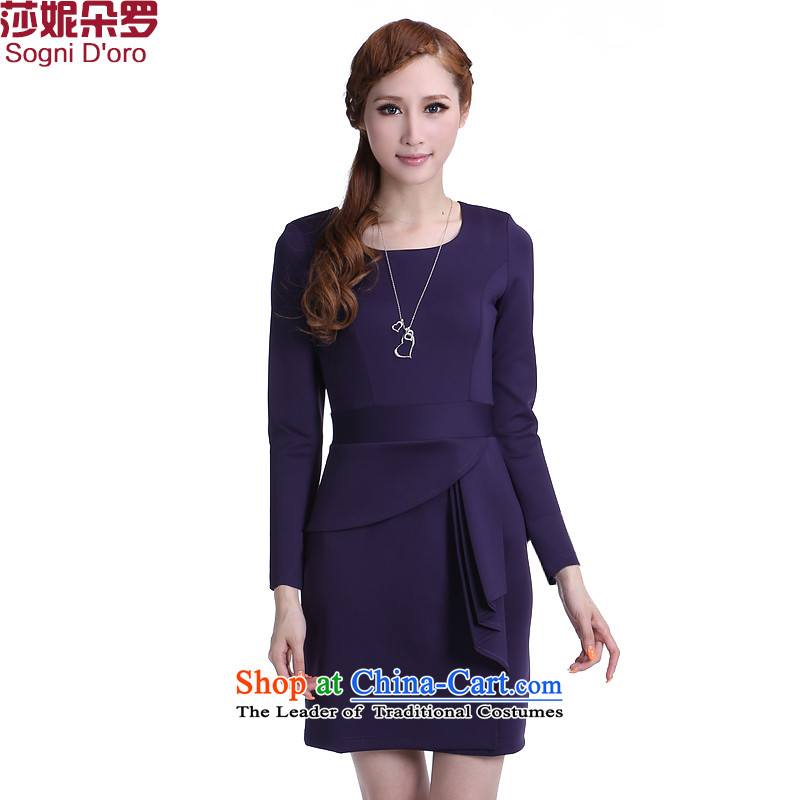 Luo Shani Flower Code women's dresses increased to 200 catties spring loaded graphics thin skirts purple?5XL 6350