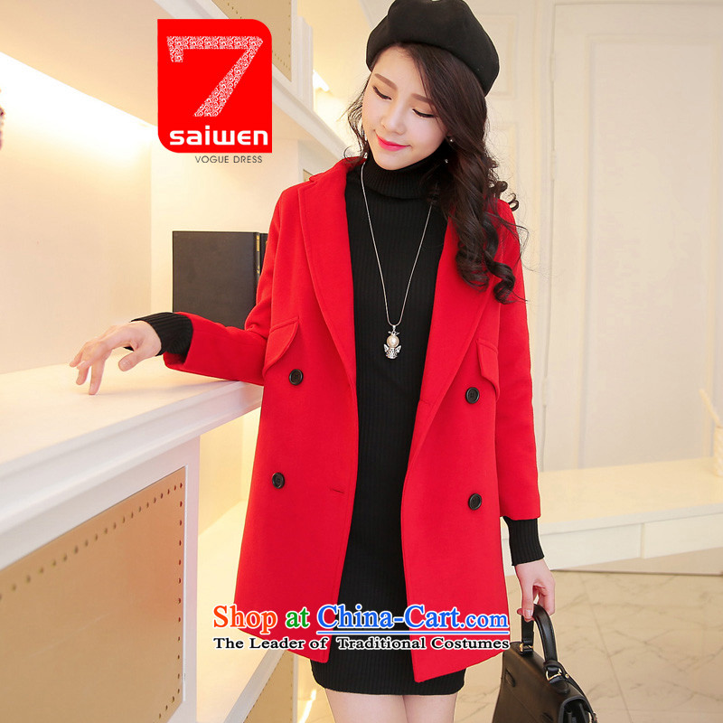 The 2015 season Tsat autumn and winter new European site fine wool coat is thick need pocket Korean? overcoats red ,L,quality in the NT 2.7 , , , shopping on the Internet