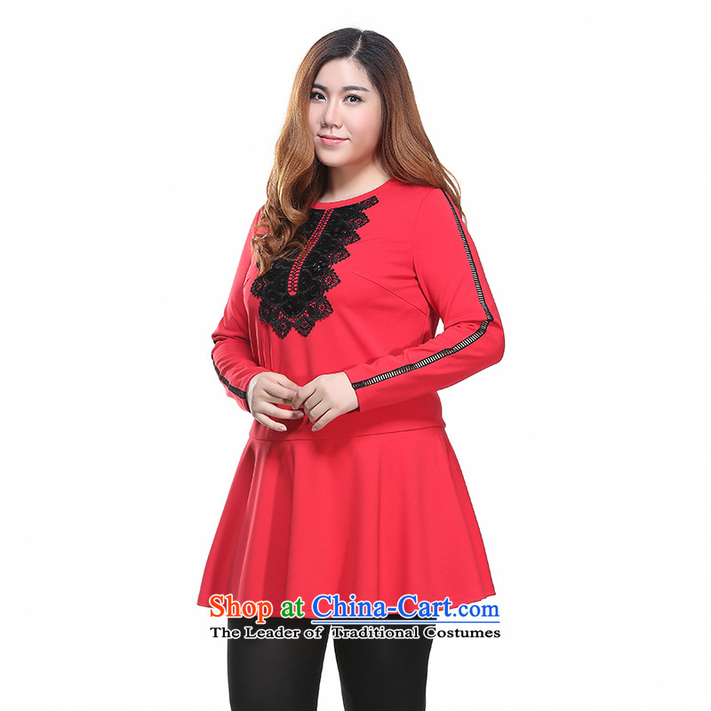 The former Yugoslavia Li Sau-autumn and winter new larger female commuter OL of delicacy spend long-sleeved low-rise A Swing Sau San dresses Q6712 3XL, Yugoslavia Li Hsiu-red , , , shopping on the Internet