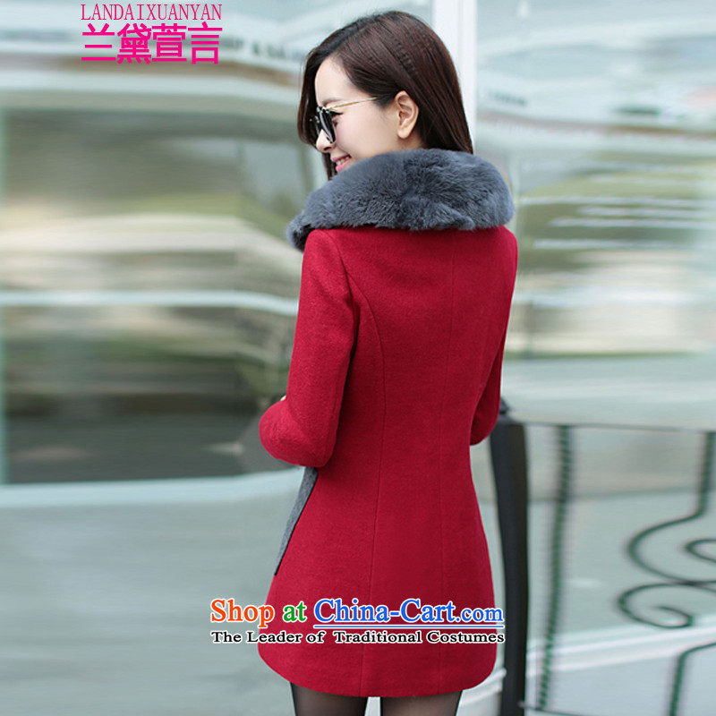 Lauder Xuan statement? female COAT 2015 gross autumn and winter new women's gross jacket version won? long coats)? female 115 (with true in the red for the gross Lauder, L) Xuan (LANDAIXUANYAN) , , , shopping on the Internet
