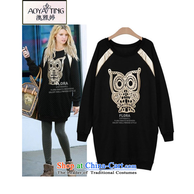 O Ya-ting?spring and autumn 2015 new owl, forming the relaxd clothes to xl female sweater?HM0769 female?black Sau San wild?5XL?recommendations 175-200 catty