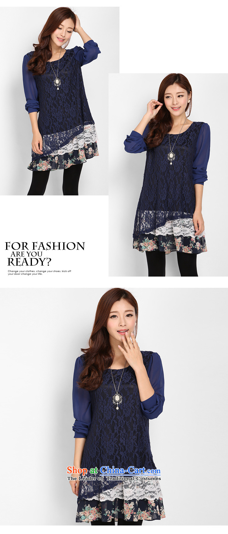 Luo Shani flower code women fall with thick mm lace loose intensify the sister thick, Hin obesity thin, dresses dark blue 6XL 3224 picture, prices, brand platters! The elections are supplied in the national character of distribution, so action, buy now enjoy more preferential! As soon as possible.