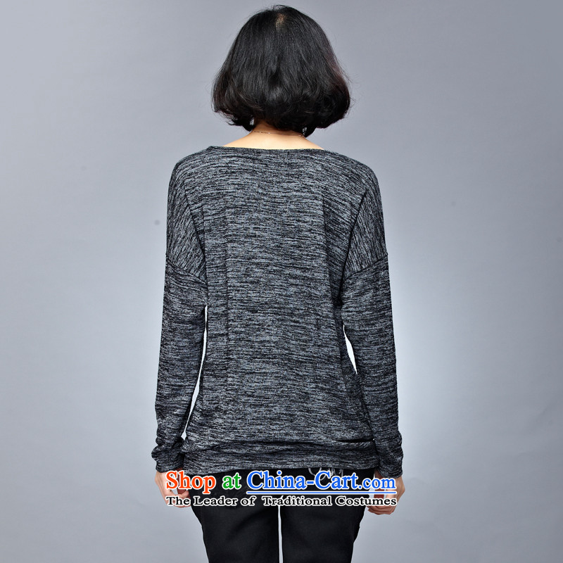 The Eternal Yuexiu Code women 2015 Autumn load thick sister new Korean version of video thin, thick clothes to wear the increase code 200 jin long-sleeved T-shirt shirt flower gray 3XL, eternal Soo , , , shopping on the Internet