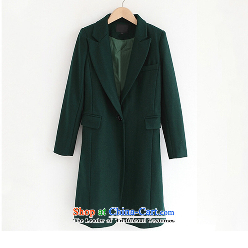 The half-timbered wool coat female Korean version of this Women's 2015 new Fall/Winter Collections in the medium to long term, Sau San a wool coat windbreaker thick dark green clip cotton S half wood , , , shopping on the Internet