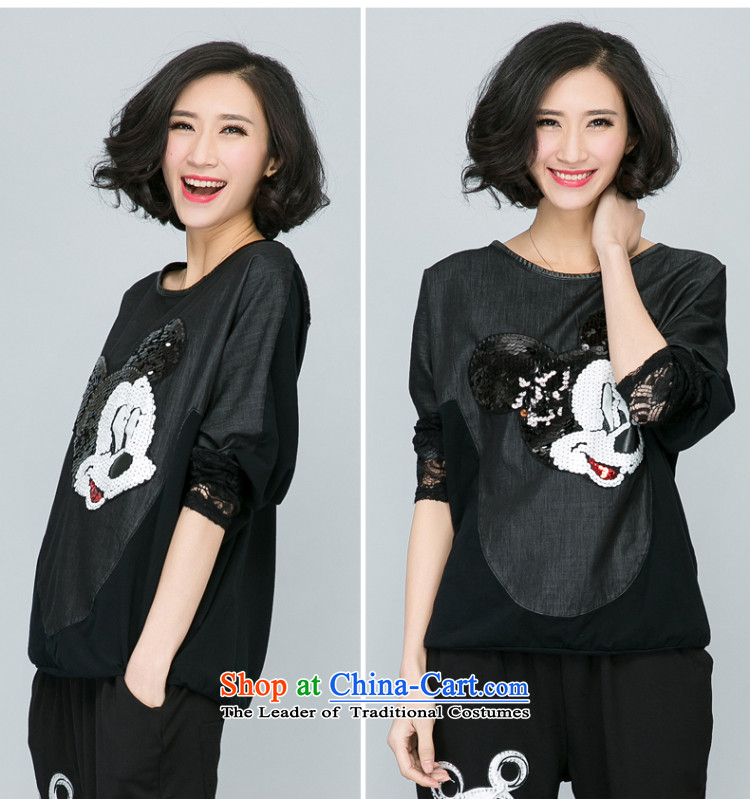 The Eternal Yuexiu Code women thick mm2015 spring new short) cowboy bat sleeves cartoon images on film shirt t-shirt with black and gray 2XL Photo, prices, brand platters! The elections are supplied in the national character of distribution, so action, buy now enjoy more preferential! As soon as possible.