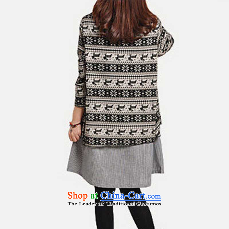 Arthur magic yi 2015 Autumn, new larger female Korean Version Stamp leave two stylish and relaxd long-sleeved black skirt , L, Arthur Magic Yi shopping on the Internet has been pressed.