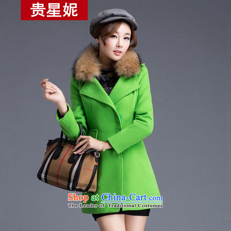 The Star Ni gross? The Wind Jacket Women 2015 Fall_Winter Collections in the large long loose coat video thin is Ms. sub-coats green?XXL