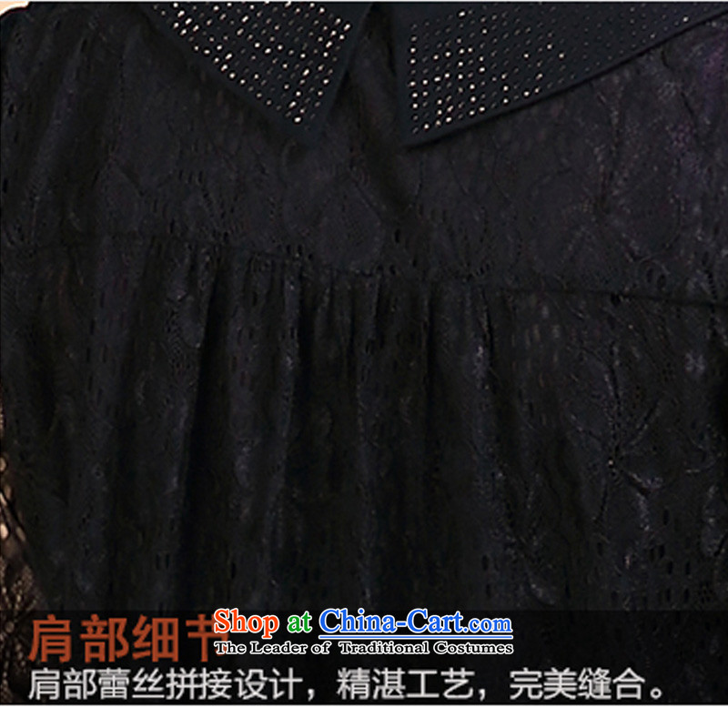 To better 2015 spring outfits lapel ironing drill lace long-sleeved relaxd A VIDEO TO XL thin female Korean billowy flounces, long lace forming the black shirt to better 5XL, shopping on the Internet has been pressed.