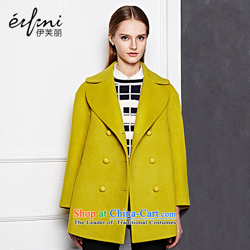 Of the 2015 winter clothing new Lai_ long wool a wool coat lapel gross? jacket female 6481127009 ancient Yellow M