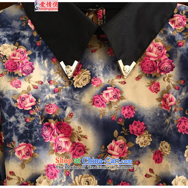 Love is to increase the number of women with the burden of thick mm long-sleeved shirt, forming the basis for winter thick sister plus lint-free T-shirt f5608 thick daisy-chained to love XL, color (AI QING QIAO) , , , shopping on the Internet