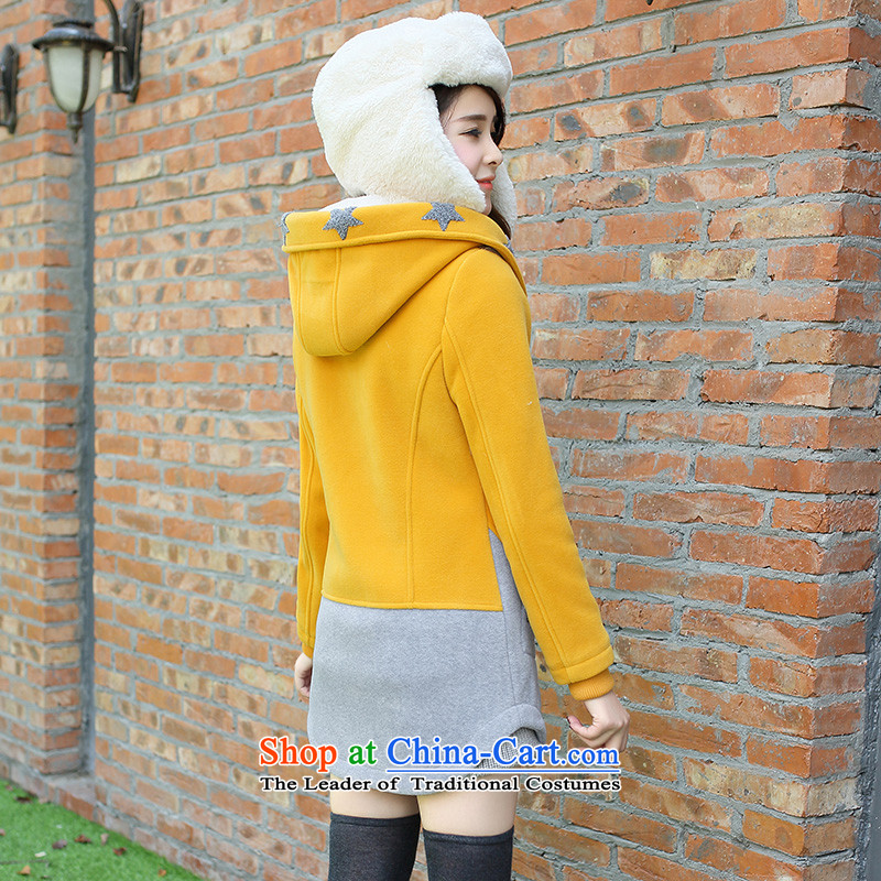 Dream Girl Xin winter clothing in 2015 new long hair? Jacket Korea Sau San edition of secondary school students is a sweet coats larger female Yellow XL, dream xin , , , shopping on the Internet