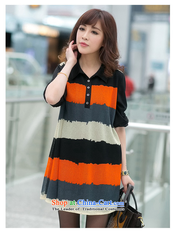 To better autumn and winter new larger female Korean loose video thin dresses, long-sleeved knocked stripe Thick coated skirts collision people 3XL stripe picture, prices, brand platters! The elections are supplied in the national character of distribution, so action, buy now enjoy more preferential! As soon as possible.