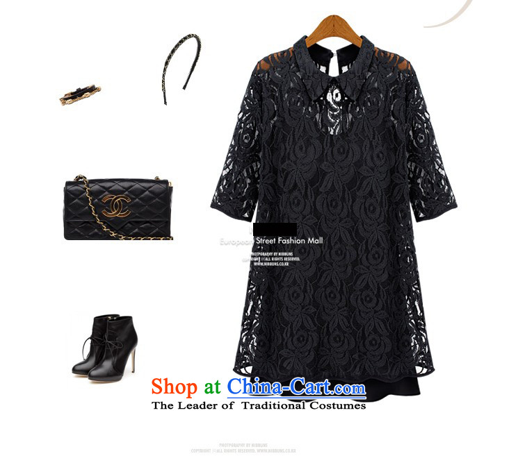 Rui Mei to increase women's code 2015 Autumn new thick MM thick people Sau San video engraving thin lace both within and outside the piece dresses S1115 5XL black picture, prices, brand platters! The elections are supplied in the national character of distribution, so action, buy now enjoy more preferential! As soon as possible.