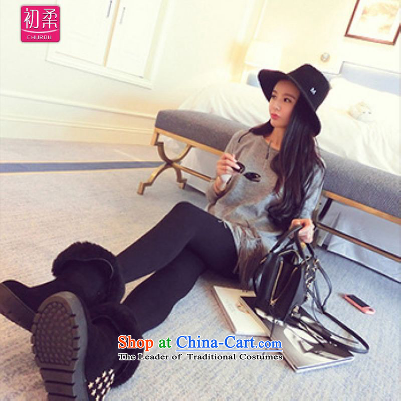 The early spring and autumn 2015, large flexible code women Western Wind Solid Color sweater stitching flow under modern street, Su Fan sweater 200 catties can be wearing a dark gray code, Sophie are , , , shopping on the Internet
