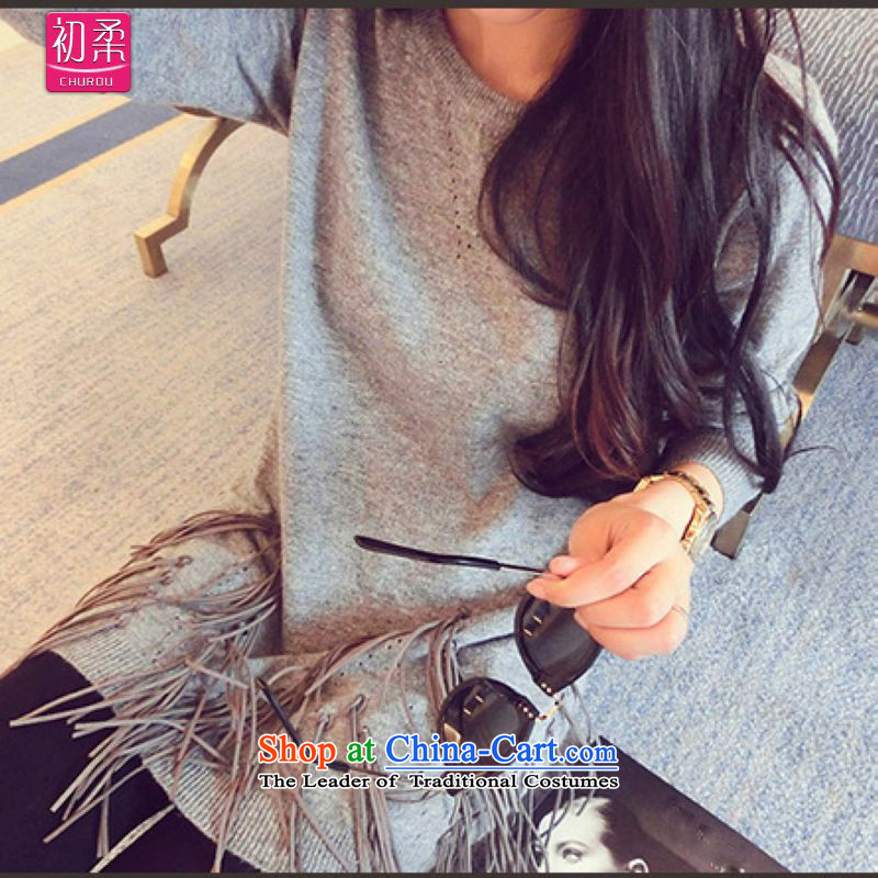 The early spring and autumn 2015, large flexible code women Western Wind Solid Color sweater stitching flow under modern street, Su Fan sweater 200 catties can be wearing a dark gray code, Sophie are , , , shopping on the Internet