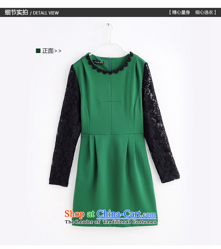 C.o.d. Package Mail Spring 2015 new elegant ladies wind OL Career Dress green large ELASTIC LACE nails, forming the Pearl River Delta round-neck collar long-sleeved green M approximately 100-120 skirt catty picture, prices, brand platters! The elections are supplied in the national character of distribution, so action, buy now enjoy more preferential! As soon as possible.