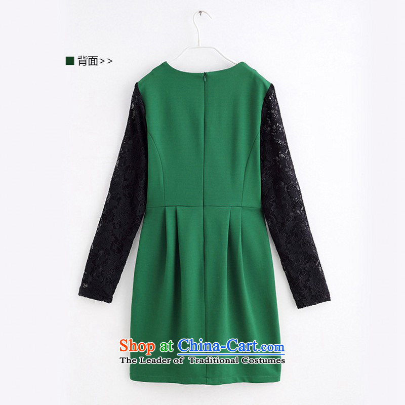 C.o.d. Package Mail Spring 2015 new elegant ladies wind OL Career Dress green large ELASTIC LACE nails, forming the Pearl River Delta round-neck collar long-sleeved green M approximately 100-120 skirts, land is of Yi , , , shopping on the Internet