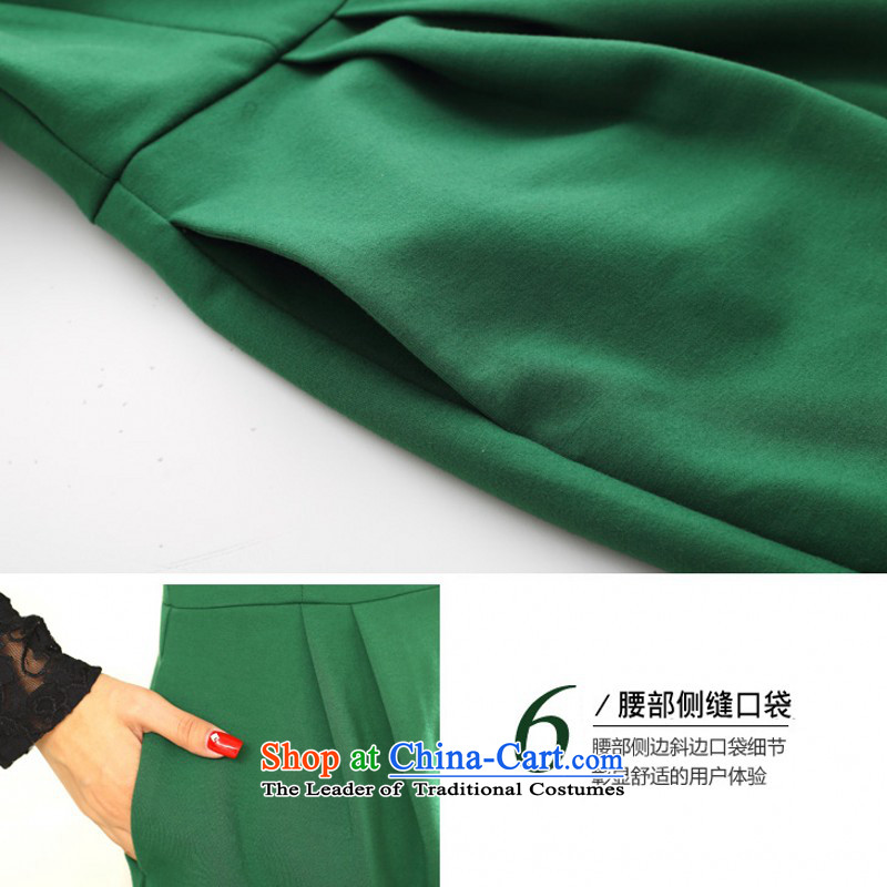 C.o.d. Package Mail Spring 2015 new elegant ladies wind OL Career Dress green large ELASTIC LACE nails, forming the Pearl River Delta round-neck collar long-sleeved green M approximately 100-120 skirts, land is of Yi , , , shopping on the Internet