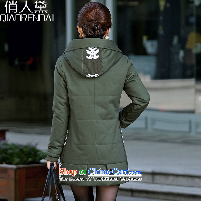 For the people by 2015 Winter New Doi jacket to xl women in cotton long thick cotton waffle service Korea sister version warm robe female army green jacket 3XL( recommendations 145-160), who are taught to the burden (QIAORENDAI) , , , shopping on the Internet