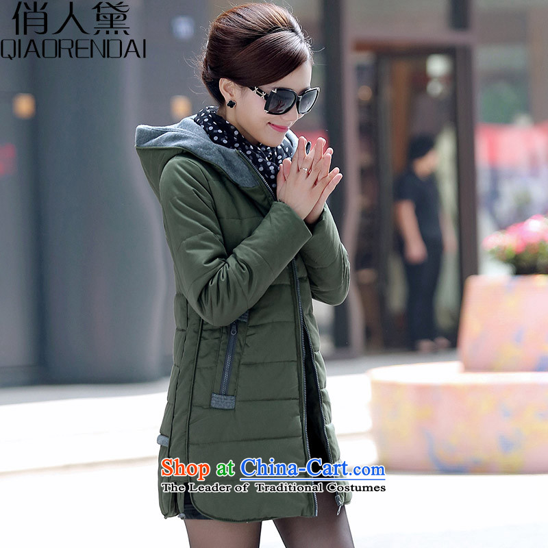 Ms. Diane Quarless of cotton to the new 2015-thick cotton coat Korean version of large numbers of ladies thick cotton women in mm long winter jackets female army green 145-160 recommended), Jin 3XL( for people (QIAORENDAI DOI) , , , shopping on the Internet