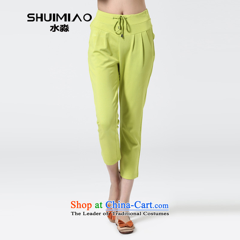 The representative of the water Korean women xl thick sister video thin stretch movement pants 9 elasticated shorts S15CL4626 Qiu Xiang Green M