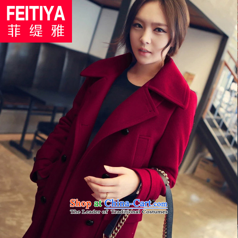 The Philippine economy ya 2015 autumn and winter new gross female Korean jacket is thick coat girl in long chinese red M, Rumsfeld Economy (FEITIYA) , , , shopping on the Internet