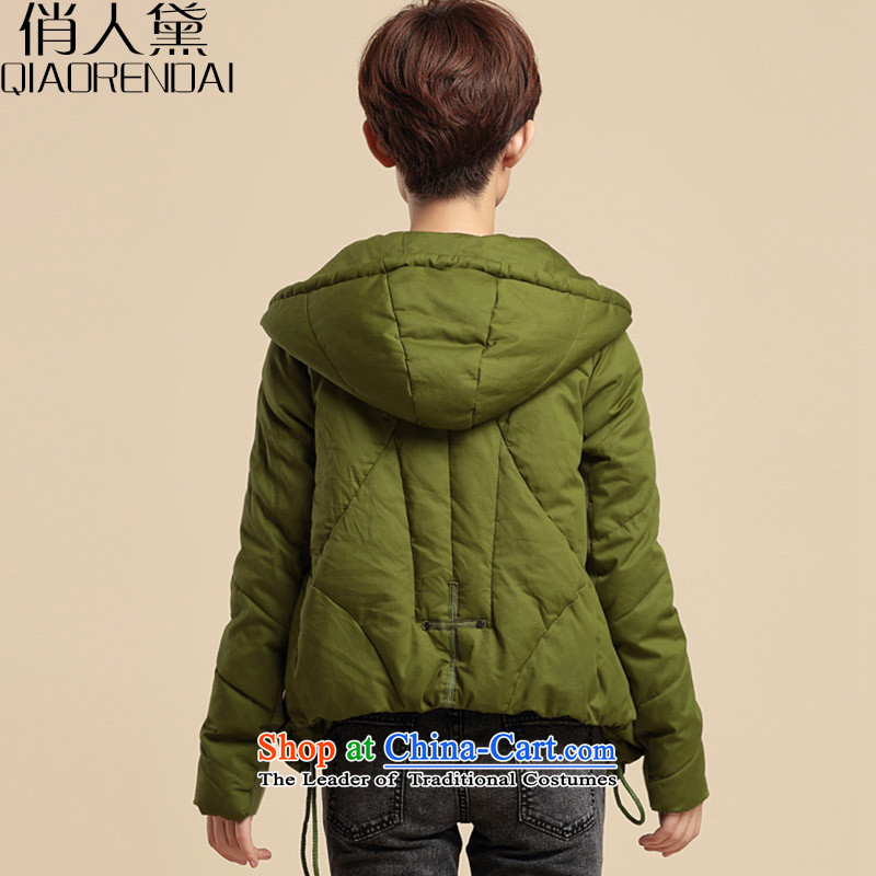 For people to increase the number of Diane Women 2015, cotton short female Korean version of a loose video thin thick cotton coat middle-aged leisure mm video thin robe Army Green , L, for persons (QIAORENDAI DOI) , , , shopping on the Internet