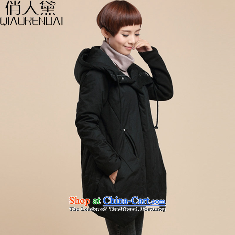 For people to increase code Diana lady's robe thick winter 2015 mm thick cotton new female Type A loose video thin cotton coat leisure jacket, black 4XL( recommendations 160-185), who are taught to the burden (QIAORENDAI) , , , shopping on the Internet