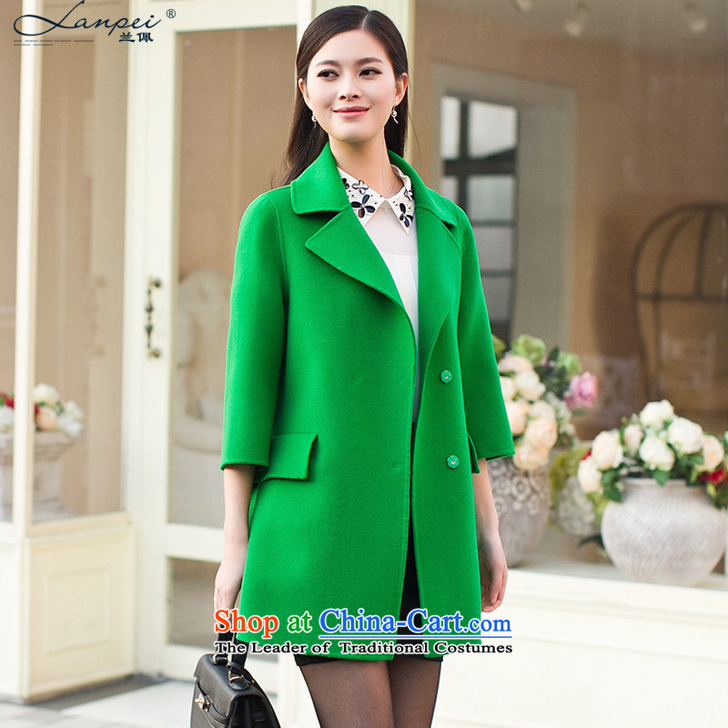 Ho Pui 2015 autumn and winter, double-sided woolen coat new a wool coat gross? Version Korean female jacket long wool coat female green? 7 days pre-sale M