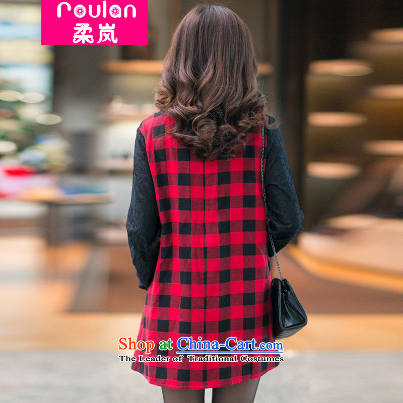 In the autumn of 2015, Sophie female new 200 catties plus hypertrophy code women new m thick Korean long-sleeved Pullover loose grating dresses female 2851 Red 5XL, Sophie (ROULAN included) , , , shopping on the Internet