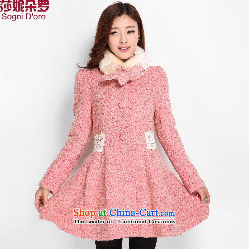 Luo Shani Flower Code women's gross? jacket thick sister winter clothing thick to xl a skirt_ 8020 crystal powder coat female 5XL Stylish coat