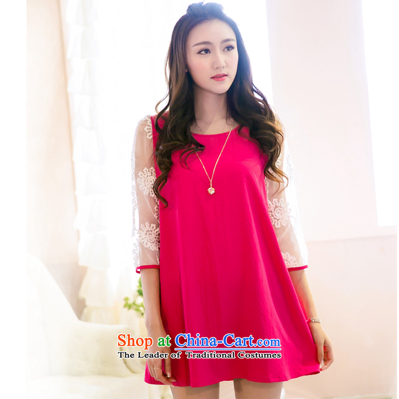 The interpolator auspicious New) Autumn 2015 to increase the number of women with thick MM loose video thin engraving cuff gauze stitching chiffon dresses in the Interpolator 4XL, V5006 red auspicious shopping on the Internet has been pressed.