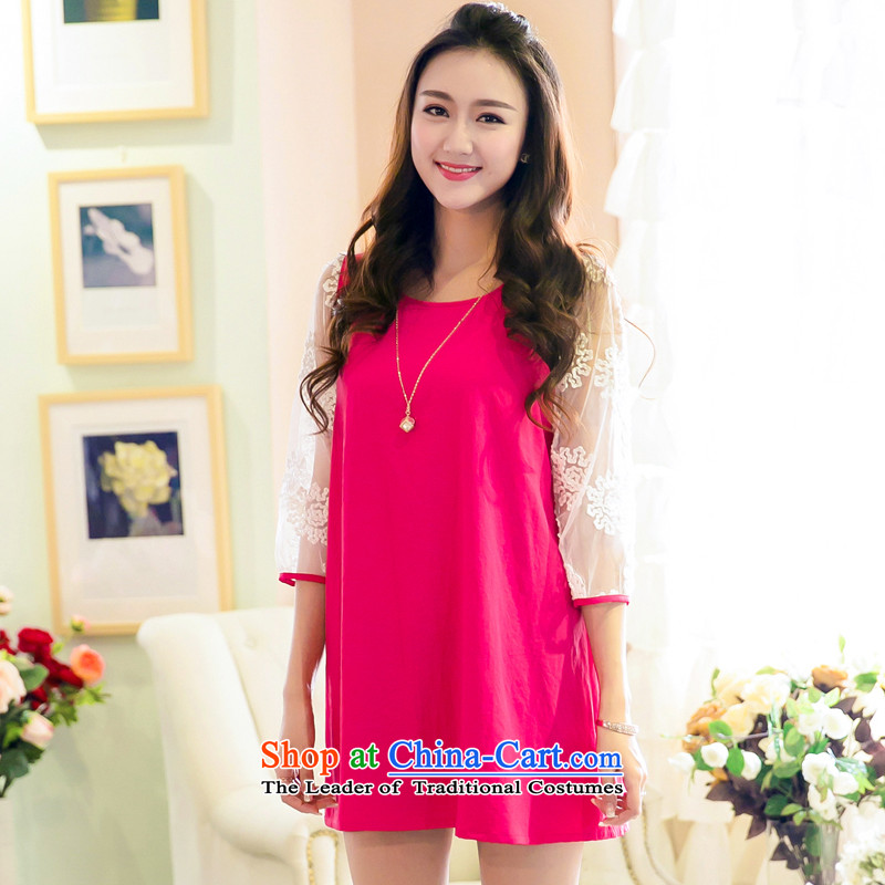 The interpolator auspicious New) Autumn 2015 to increase the number of women with thick MM loose video thin engraving cuff gauze stitching chiffon dresses in the Interpolator 4XL, V5006 red auspicious shopping on the Internet has been pressed.