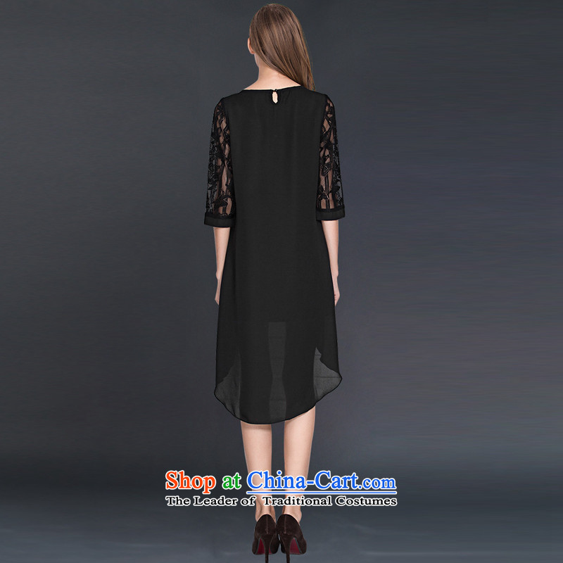 Morning to load the new 2015 autumn large female lace dresses Western Wind stylish graphics thin lace stitching chiffon dresses XL( recommendations 120-135 black) morning to , , , catty shopping on the Internet