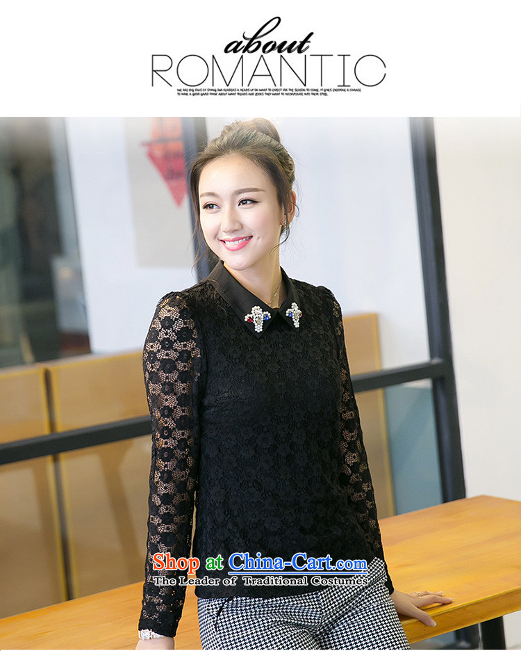The interpolator auspicious 2015 XL women fall new Korean people thick Sau San video thin OL temperament female lace long-sleeved T-shirt, forming the Netherlands V5026 4XL(180-200 catty wearing black) Picture, prices, brand platters! The elections are supplied in the national character of distribution, so action, buy now enjoy more preferential! As soon as possible.