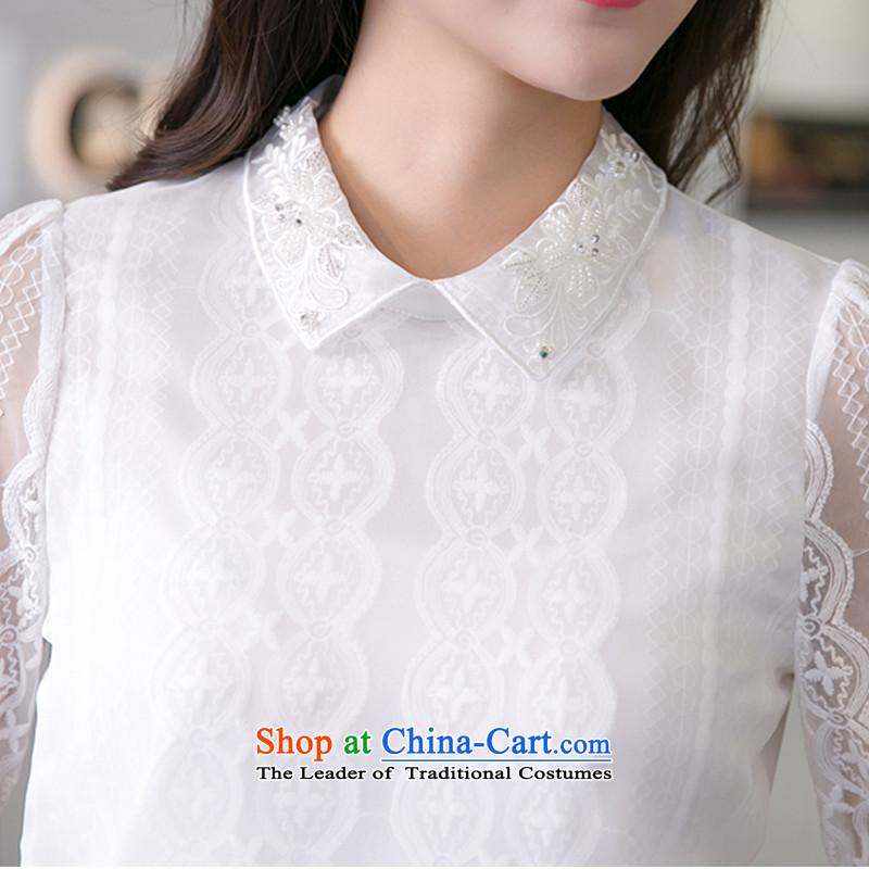 Rui Mei to xl women 2015 Autumn replacing gentlewoman sweet lace forming the long-sleeved shirt languages for T-shirts shirts flips V5021 white L, Rui Mei-RIUMILVE) , , , shopping on the Internet