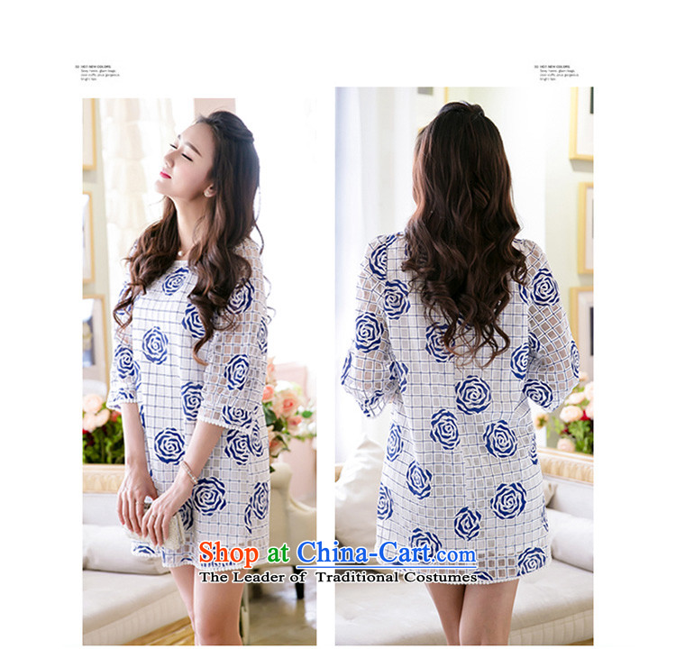 Rui Mei to increase women's code thick MM loose black spring 2015 new meat stylish rose in cuff breathable yarn dresses V5002 XXXL Blue Photo, prices, brand platters! The elections are supplied in the national character of distribution, so action, buy now enjoy more preferential! As soon as possible.
