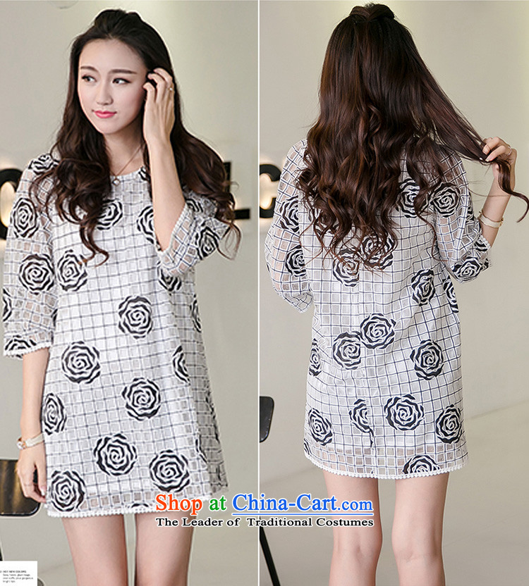 Rui Mei to increase women's code thick MM loose black spring 2015 new meat stylish rose in cuff breathable yarn dresses V5002 XXXL Blue Photo, prices, brand platters! The elections are supplied in the national character of distribution, so action, buy now enjoy more preferential! As soon as possible.