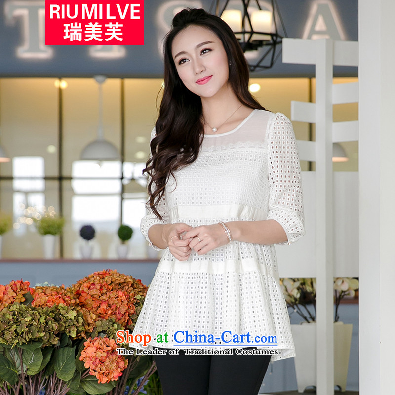 Rui Mei to large numbers of women focused on mm thin 2105 Autumn video new engraving T-shirts to increase the number of female white?3XL_ shirt for 165-180 catty_