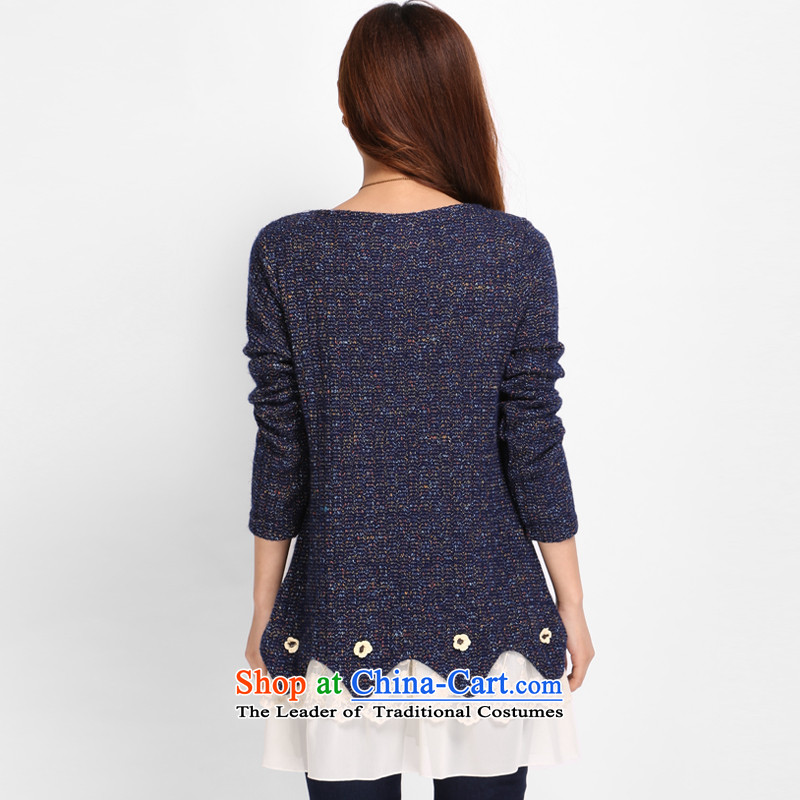 Luo Shani flower code women winter clothing to increase the burden of code 200 thick sister Korean people video thin, Fat Fat mm dresses 8813 sapphire blue 6XL spring sweater new paragraph, Shani Flower (D'oro) sogni shopping on the Internet has been pressed.