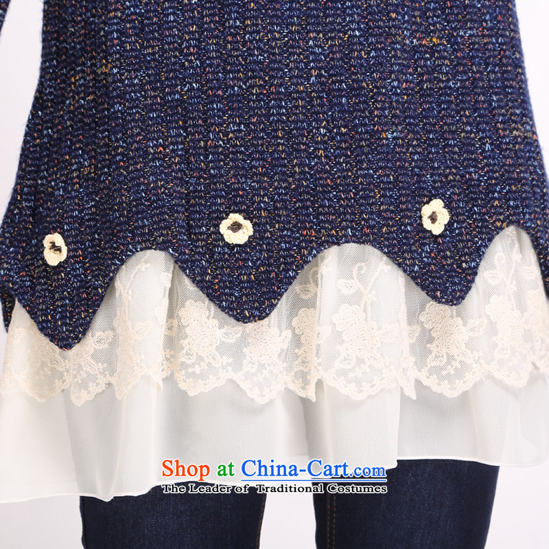 Luo Shani flower code women winter clothing to increase the burden of code 200 thick sister Korean people video thin, Fat Fat mm dresses 8813 sapphire blue 6XL spring sweater new paragraph, Shani Flower (D'oro) sogni shopping on the Internet has been pressed.